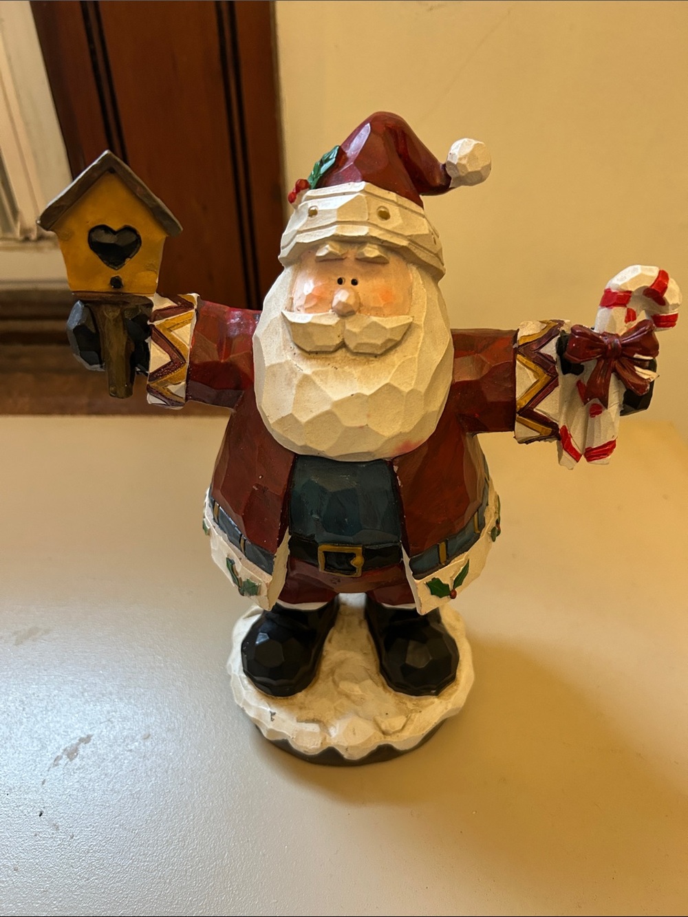 Trimmerry Hand-Painted Red Santa Figurine Holiday Decoration EUC
